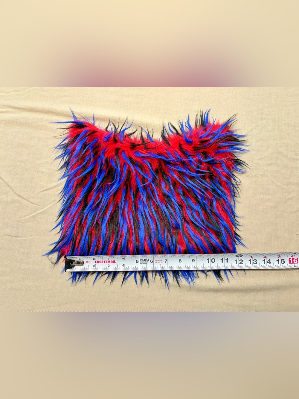 Red Blue Black Long Faux Fur Hat